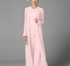 Mother Of The Bride Pantsuit With Jacket And Sequins Long Sleeve Chiffon