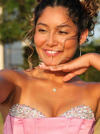 Pink Beaded Strapless Sweetheart Neckline Mermaid Prom Dress With Slit