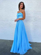Pink Strapless A Line Corset Bodice Prom Dress With Bow
