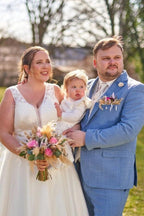 Plus Size Ivory A-Line Wedding Dress V Neck Wide Strap Lace Floral Bodice Crystal Belt Tulle Bridal Gown