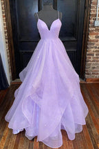 Vestido Formal de Tule em Camadas Princesa Lavanda SYP111