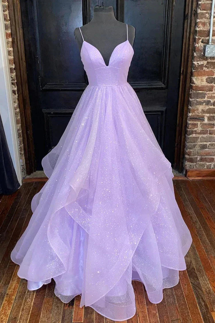 Abito formale a balze in tulle Lavanda Principessa SYP111