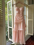 Vestido de Noite Sereia em Cetim com Alças Doce Coração Rosa Doce Vestido Longo de Baile Y8092