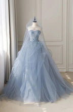 Abito da ballo in tulle blu fantasia, abito dolce sedici blu, vestito da fata Y2398