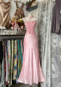 Robe de soirée sirène en satin rose chic à fines bretelles spaghetti Y8104