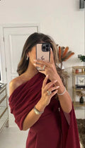 Abito lungo da sera in raso bordeaux elegante abito da ballo Y409