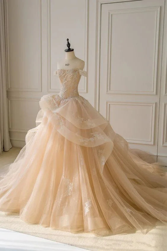 Abito da ballo color champagne chiaro con scollo a barca Abito incantevole per il sedicesimo compleanno Y450