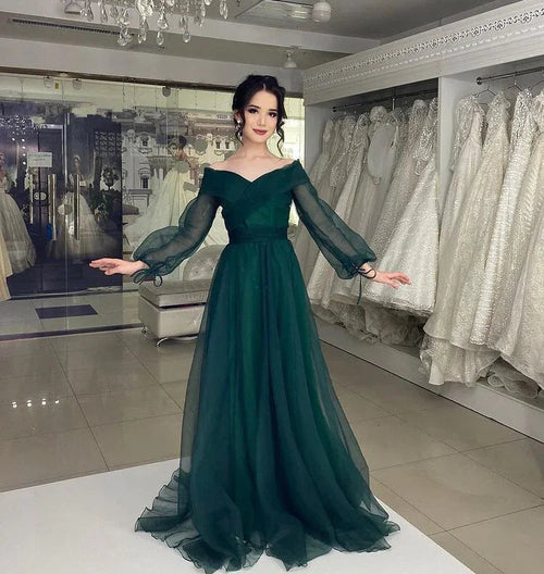 Robe de soirée en tulle vert coupe droite Robe de bal formelle Robe de fête de Dubaï Y4316