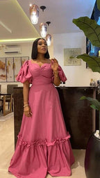 Elegante e raffinato abito lungo da donna, vestito da sera retrò a linea ad A Y4055