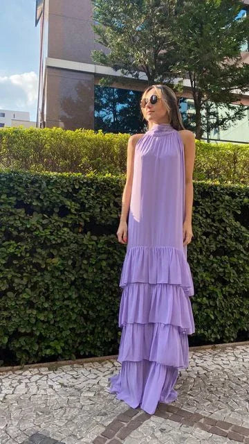 فستان سهرة طويل بلون البنفسجي الفاتح Y5063