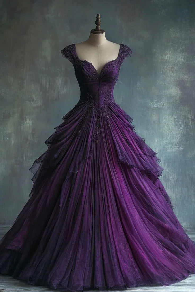 Abito da ballo formale a linea A in pizzo di tulle blu elegante Vestito per quindicenne Y7797