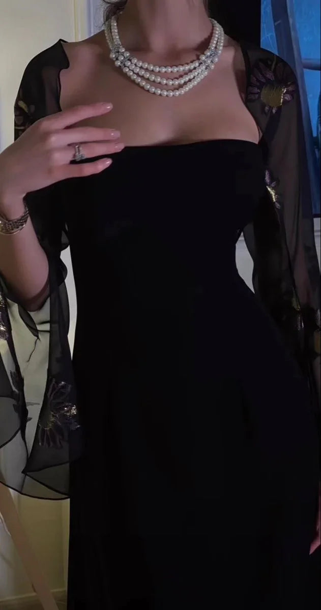 Robe de soirée noire charmante Robe de cérémonie noire Y4030
