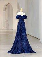 Abito da sera a linea ad A Abito elegante formale senza maniche con spalle scoperte e paillettes scintillanti Y5789