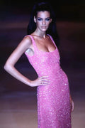 Splendido Abito da Sera Rosa con Paillettes Abito da Cerimonia Y8176