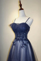 Vestido longo de noite elegante com alças de tule em degradé, vestido de baile em tule corte em A Y1807