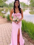 Soft Pink Satin Prom Dress With Strapless Cowl Neck And Corset Bodice