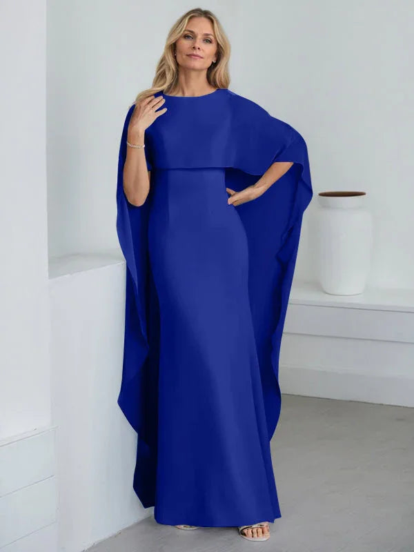 Vestido de madrina de novia de gasa largo hasta el suelo con corte recto y volantes en cascada