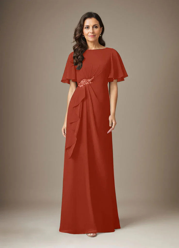 فستان شيفون ضيق مزين بالخرز بلون كحلي داكن