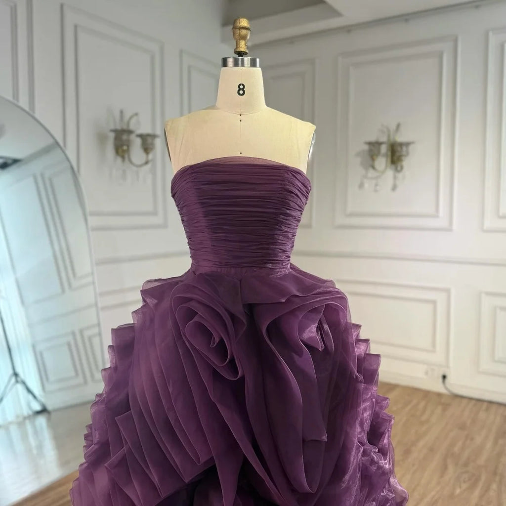 Serene Hill 2025 Purple Strapless Custom Princess Evening Dress for Women