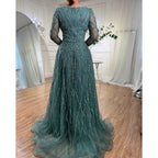 Serene Hill Lilac V Neck A Line Beaded Evening Gown For Women Custom