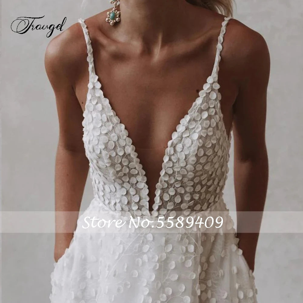 Custom A Line Lace Wedding Dress Backless Vintage Bridal