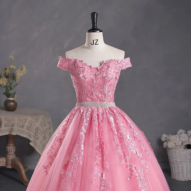 Kleider Quinceañera Schulterfreie Quinceañera-Kleider Diamantgürtel Ballkleid Festkleider Für Quinceañera Maßgeschneidert