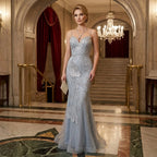 Serene Hill Light Blue Mermaid Evening Prom Dress Customized Formal Gown