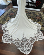 Custom Mermaid Wedding Dress Lace Satin Sweetheart Cathedral Gown