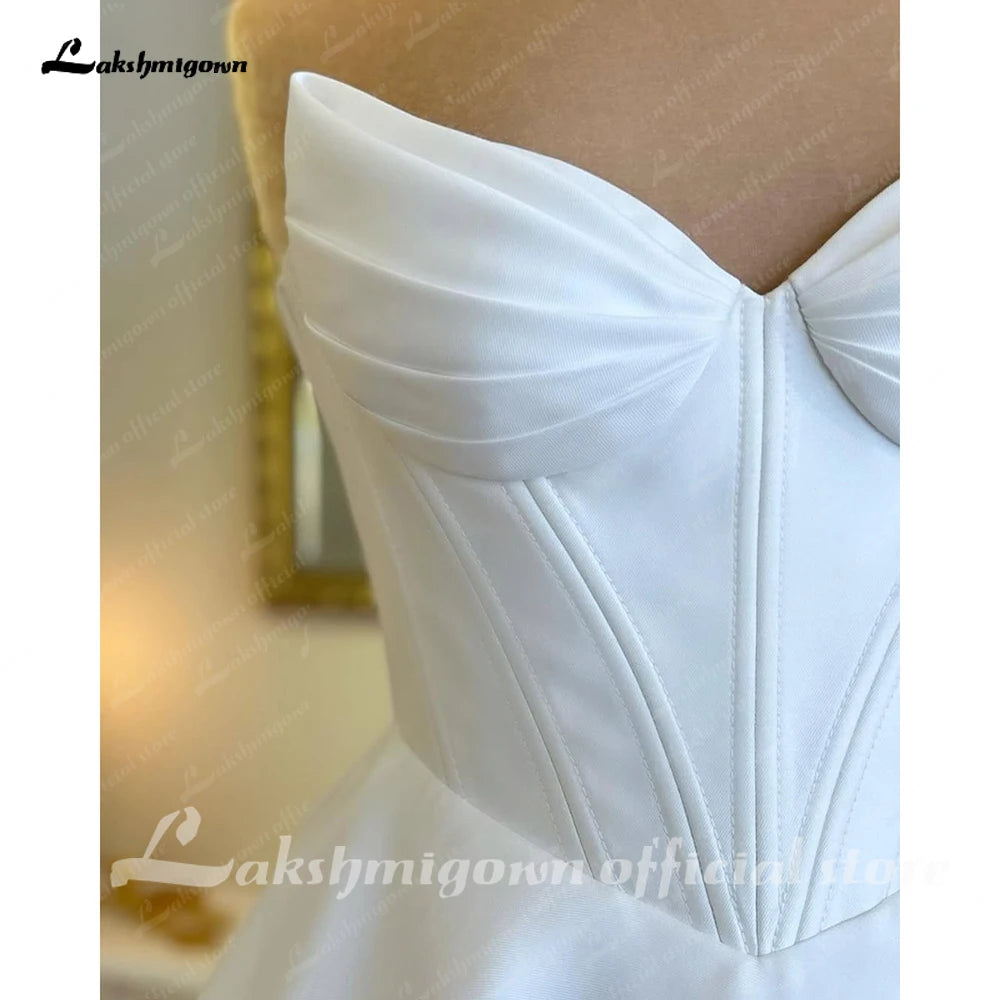 Lakshmigown Custom A Line Soft Satin Beach Bridal Wedding Gown