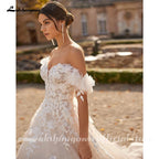 Customized Sweetheart Tulle Wedding Dress Sequins Lace Off Shoulder Bridal Gown