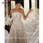 Lakshmigown Floral Lace A Line Strapless Custom Wedding Dress