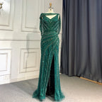 Customized Silver Beaded Mermaid Evening Dress Wedding Gown For Women