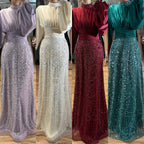 Serene Hill 2026 Elegant Mauve Muslim Evening Gowns Dubai High Neck Full Sleeve Formal Party Dress for Women DLA73676 Customized