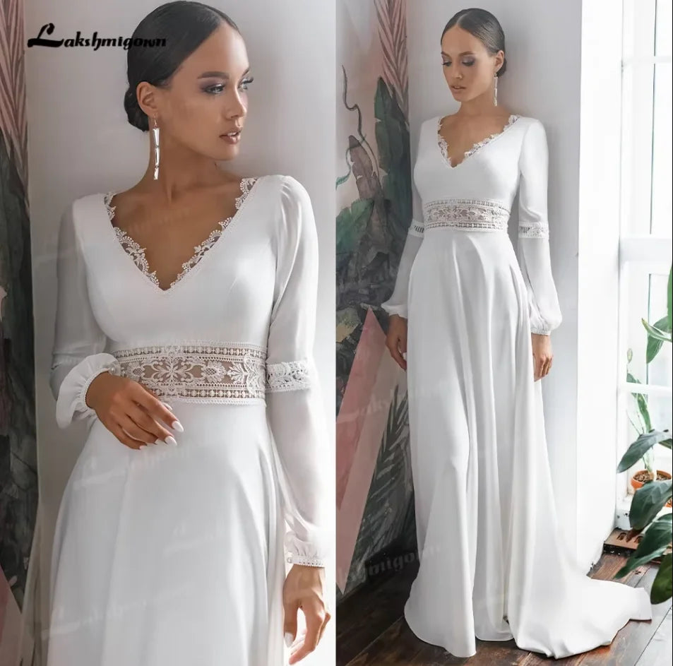 Lakshmigown Custom Boho Backless Chiffon Wedding Dress