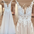 Lakshmigown Custom Illusion Backless Sleeveless Appliques Wedding Dress Bride
