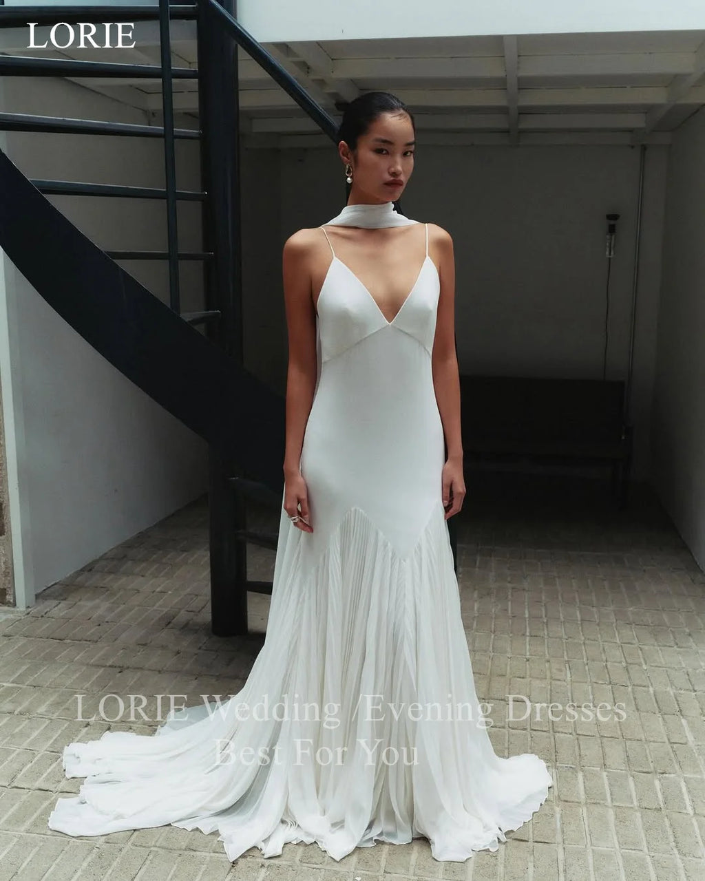 Lorie Sleeveless A Line Wedding Dress Chiffon Corset Bridal Gown 2025
