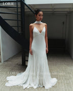 Lorie Sleeveless A Line Wedding Dress Chiffon Corset Bridal Gown 2025