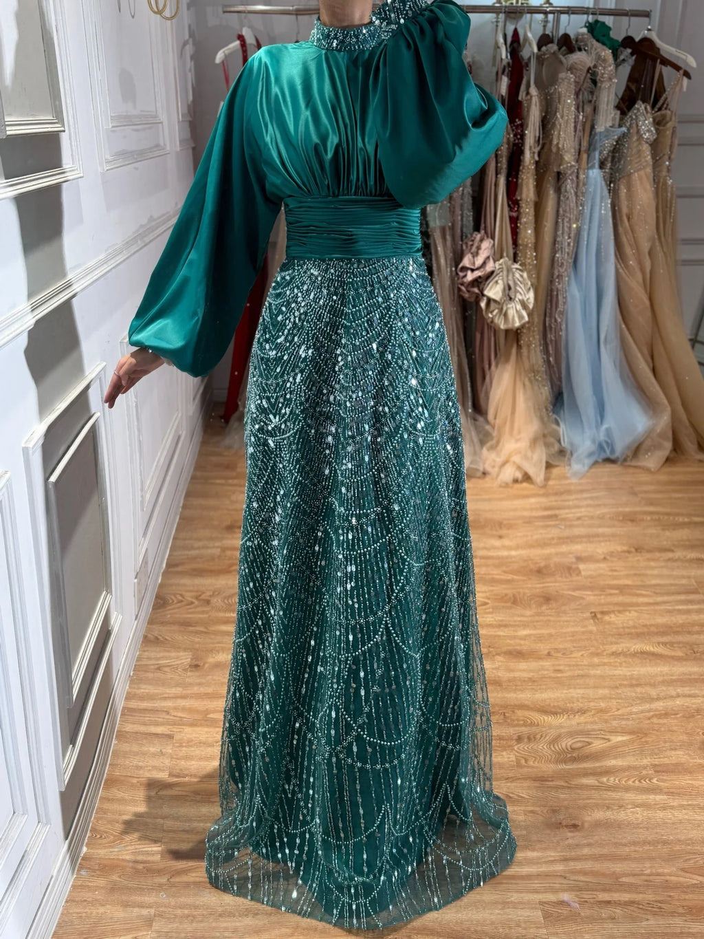 Serene Hill 2026 Elegant Mauve Muslim Evening Gowns Dubai High Neck Full Sleeve Formal Party Dress for Women DLA73676 Customized