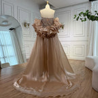 Custom Pink Strapless Mermaid Beaded Evening Gown With Cape