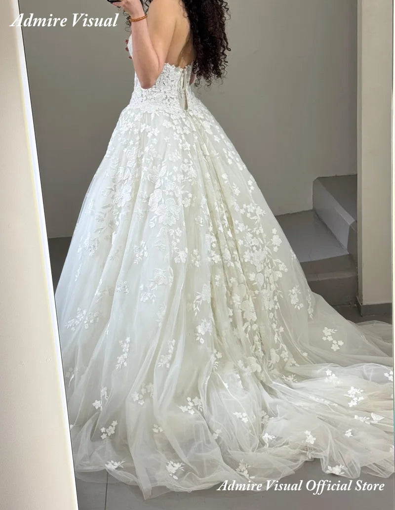 Mermaid Lace Wedding Dress Sweetheart Sleeveless Detachable Train