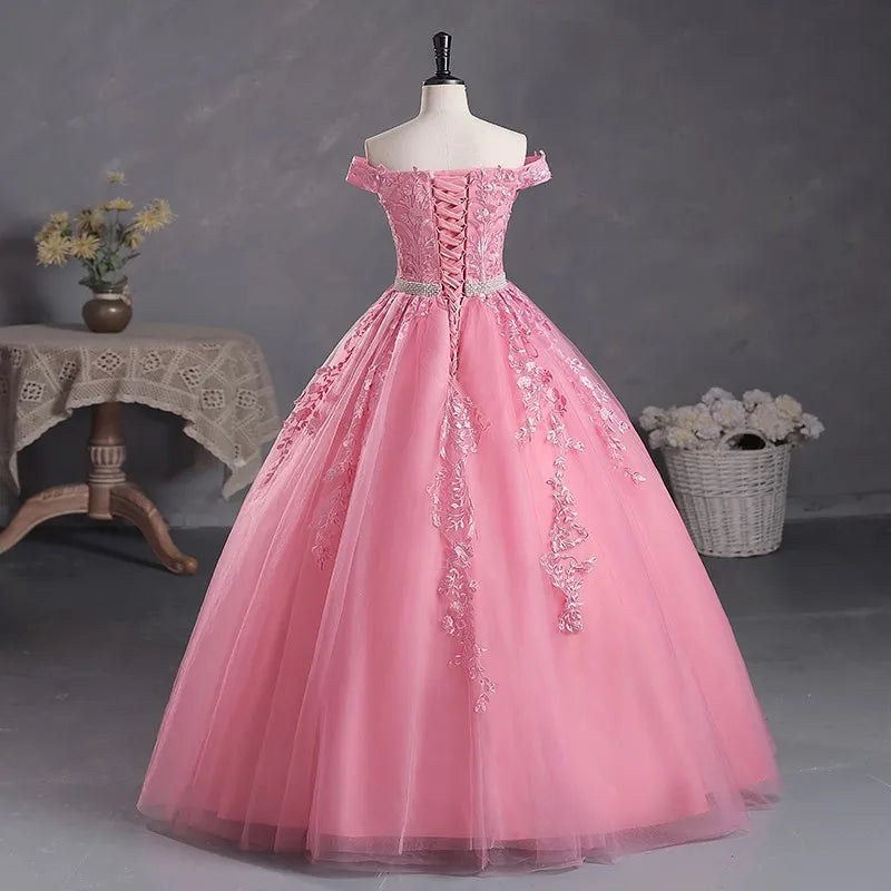 Kleider Quinceañera Schulterfreie Quinceañera-Kleider Diamantgürtel Ballkleid Festkleider Für Quinceañera Maßgeschneidert