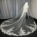 Cathedral Lace Applique Bridal Wedding Veil White Ivory 3m Long One Layer