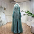 Serene Hill Customized Turquoise Mermaid Beaded Evening Dress Women Wedding