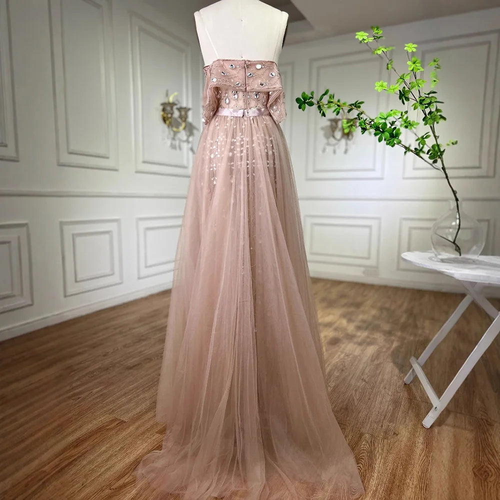 Customized Red Off Shoulder Mermaid Beaded Evening Dress For Women