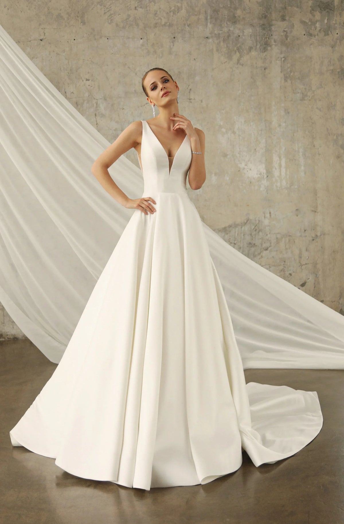 Custom Minimalist Satin A Line Bridal Gown With Court Train