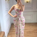 Customized Strapless Mermaid Evening Dress With Floral Pattern For Women