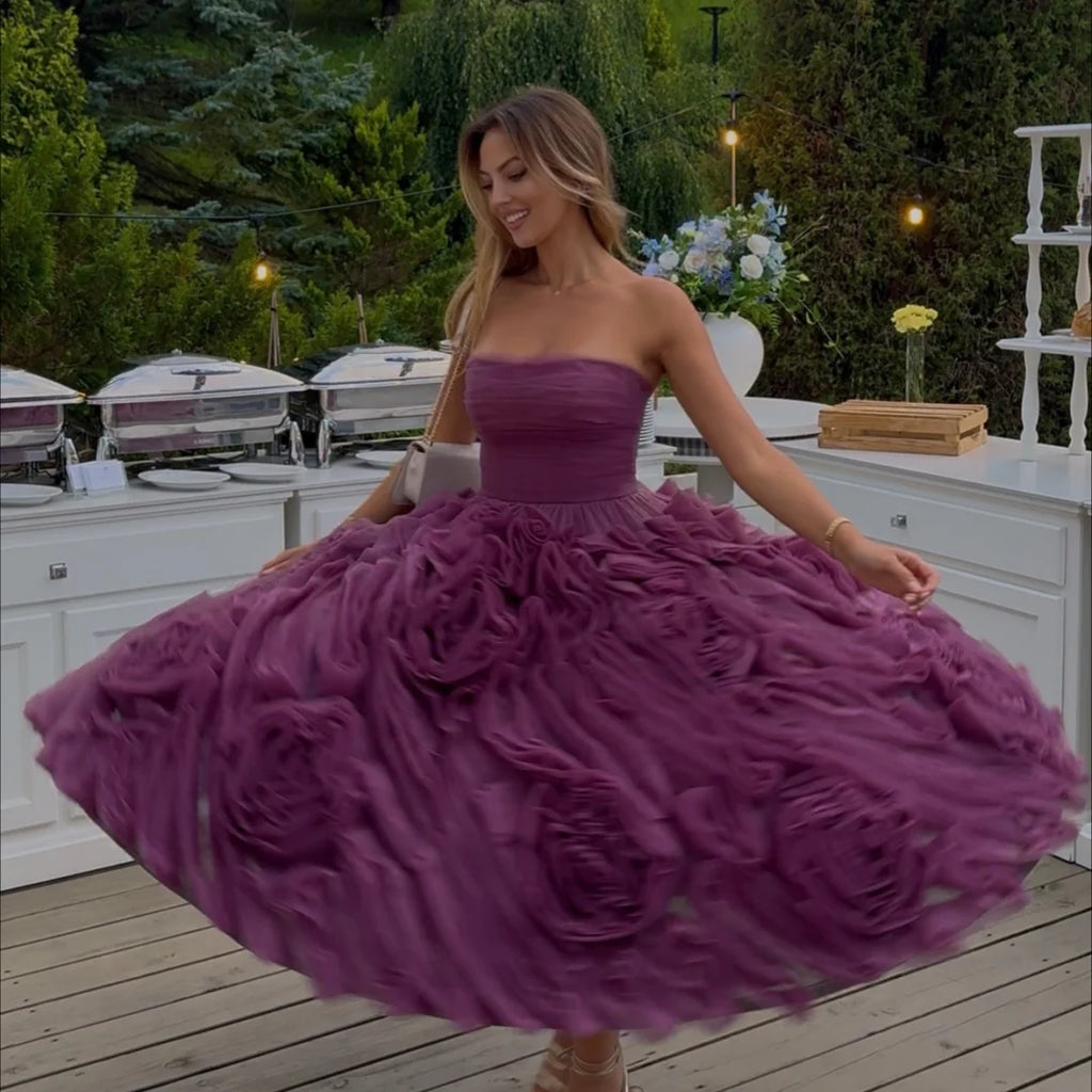 Serene Hill 2025 Purple Strapless Custom Princess Evening Dress for Women