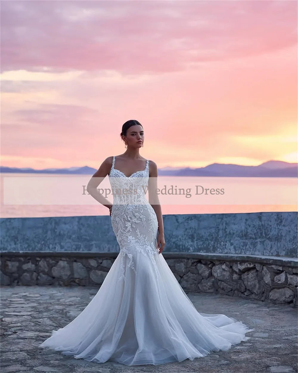 Customized Sweetheart Sleeveless Mermaid Wedding Dress Backless Zipper