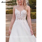 Custom Vintage Wedding Dress Spaghetti Strap V Neck Lace Bridal Gown
