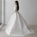 Customized Lace Wedding Dress With Long Sleeves And Square Neck Bridal Gown